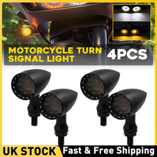 4x Motorcycle Indicators Turn Signals Light Amber White Motorbike Bullet Bulb