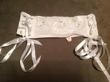 Victorias Secret Waist Cincher Garter Satin White Bridal Bling Beads Lace NWT S