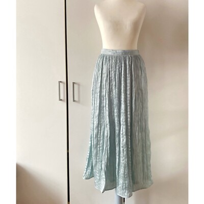 Free People Glanz Midi Rock Vera City Gr. 0 UK 4 Plissee Glanz