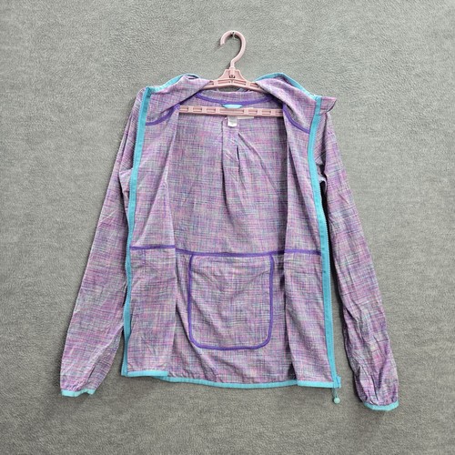 Ivivva Girls Activewear Jacket 14 Purple Plaid Long Sleeve Nylon Elastane Hooded - Picture 5 of 9