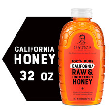 Nate's California 100 Pure, Raw Unfiltered Honey - 32 oz. Squeeze Bottle -