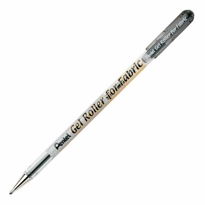 BN15A Pentel Gel Roller for Fabric, Fabric Pen, Black Ink, Bold Tip, Pack of 12
