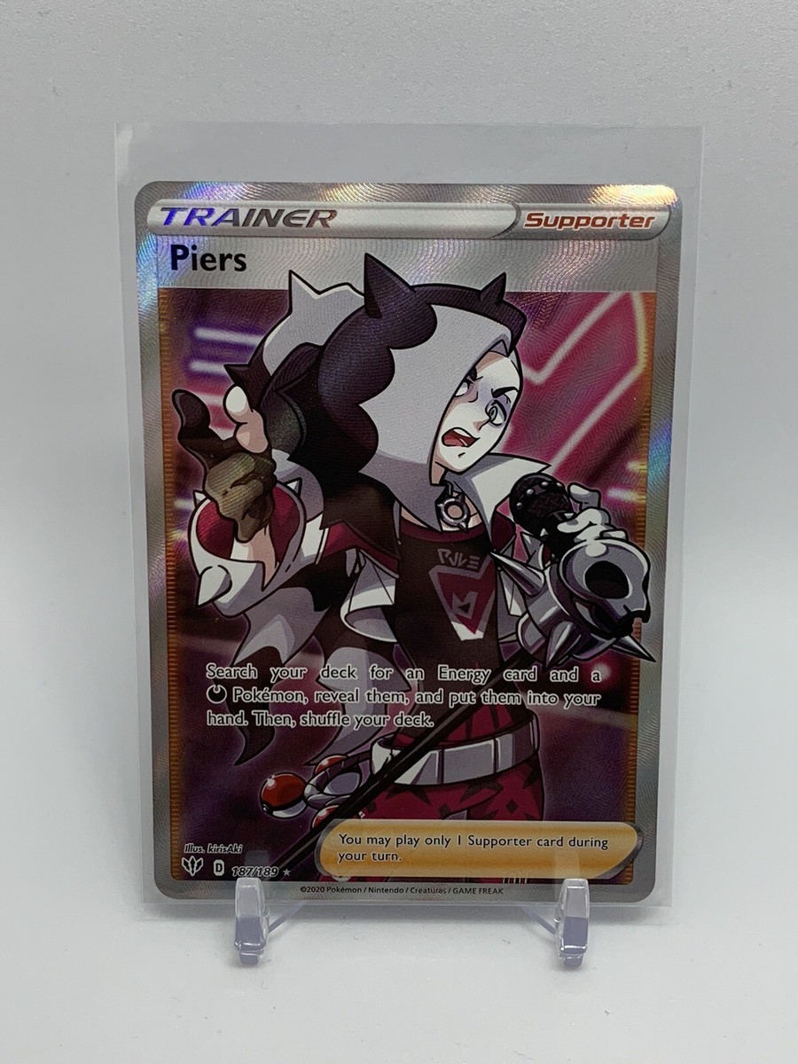Pokémon TCG Piers Darkness Ablaze 187/189 Holo Full Art (sticker