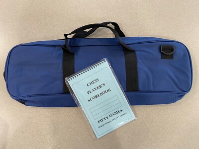 Deluxe Chess Tournament Padded Bag BLUE Holds Pieces Clock Vinyl Board NEW