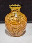 Fenton Connoisseur Dave Fetty CUT FLOWERS Pulled Feather Silver Fleck Vase