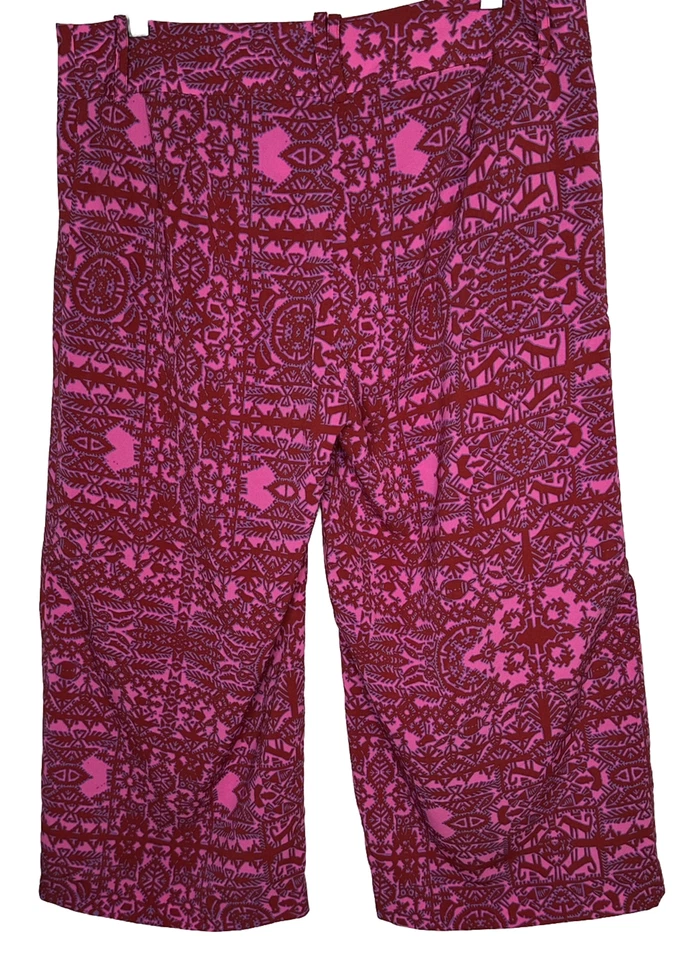 Calça Coldwater Creek Alhambra tamanho 10 ajuste natural calça elástica estampa étnica - Imagem 2 de 4