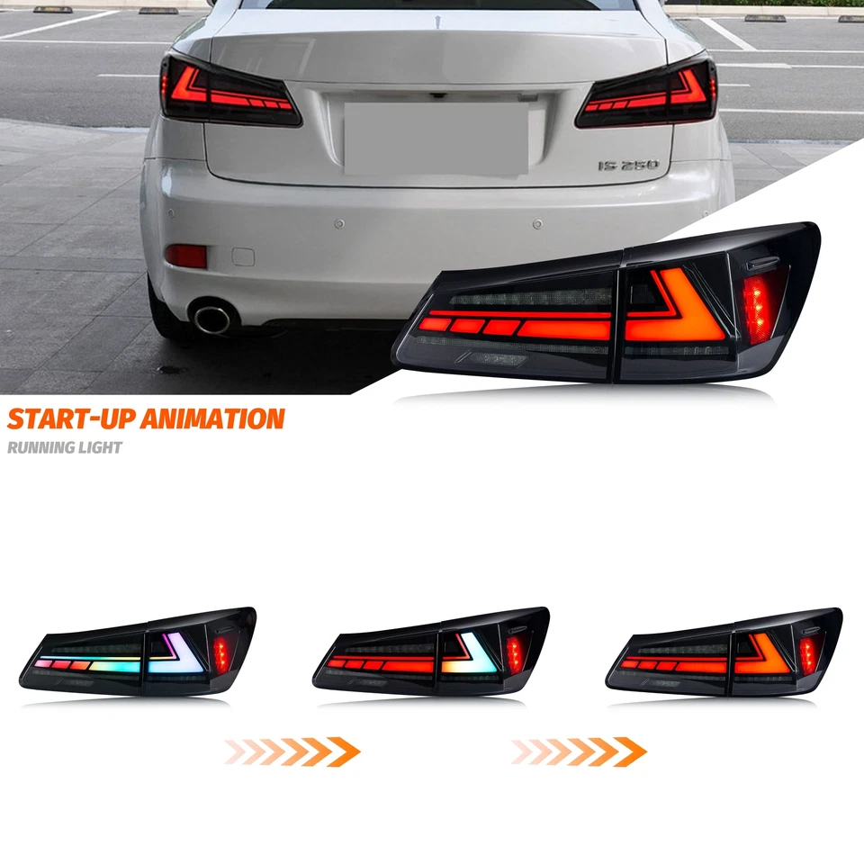 LED RGB Tail Lights Assembly for Lexus IS250 IS350 ISF 2006-2013 Rear Lamps - Image 3 of 4
