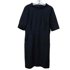 J Crew Wool Black Retro Jackie O style work sheath dress w button detail Sz 6