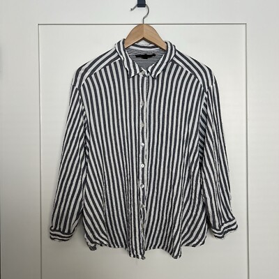 Jane + Delancey Shirt Womens 2X Striped Long Sleeve Button Up Beach Nautical