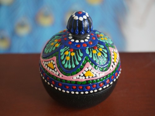 Handcrafted Thai Wooden Box Vintage Hand Painted Trinket Jewelry Box #108 - Picture 17 of 19