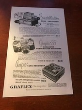 1956 VINTAGE 6.5x10 PRINT AD GRAFLEX CONSTELLATION PROJECTOR GRAPHIC 35 CAMERA 