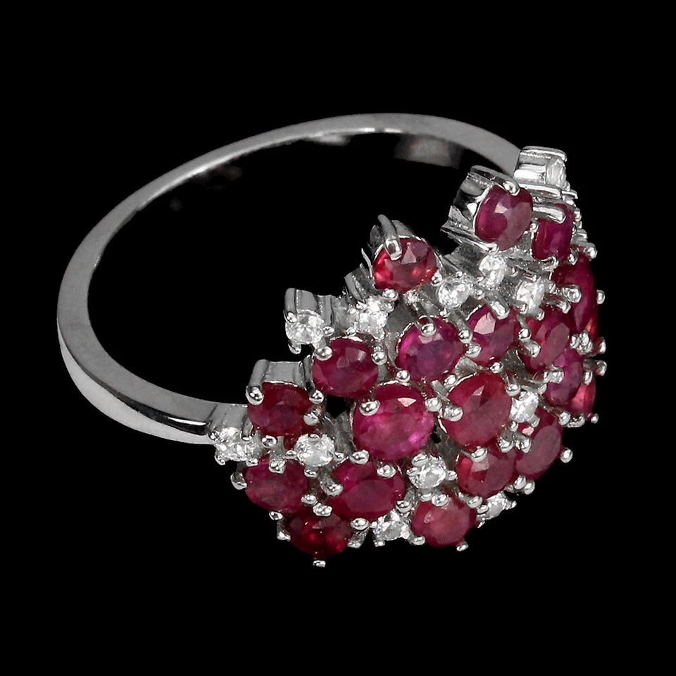 925 Sterling Silver Ring Round Ruby 3mm Simulated Cz Gemstone Jewelry Size 9 - Image 3 of 4
