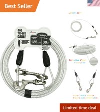 30ft Heavy-Duty Reflective Tie-Out Cable for Dogs Up to 125 lbs - Secure Safety