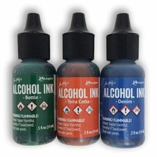 Ranger Tim Holtz Alcohol Ink Kit, RUSTIC LODGE, Bottle, Terra Cotta, Denim