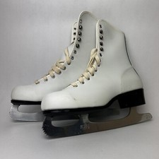 Vintage Rally Pro Ice Figure Skates White Women Youth Size 7 Used