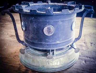 Vieux Réchaud Double F. Besnard Paris - Fonctionne à L'alcool Ou Au Pétrole - Tôle