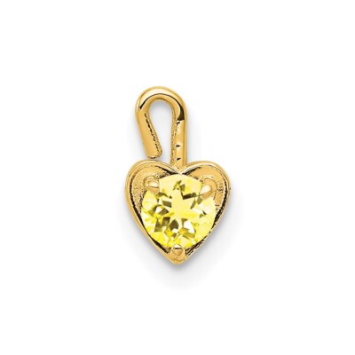 14k Yellow Gold  November Synthetic Birthstone Heart Charm Pendant Mother Gift