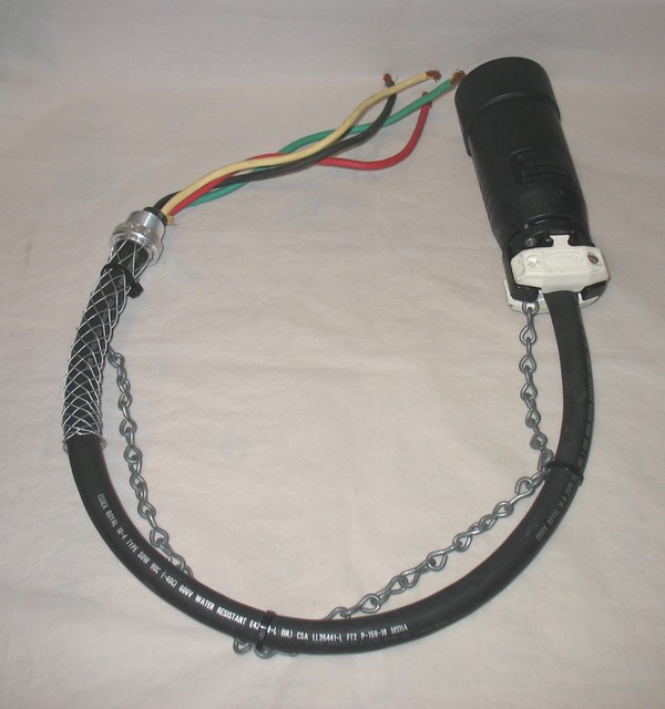Hubbell 25414B Connector w/ 3' Essex Royal Cord Cable 10/4 Type SOW Wire Pigtail eBay