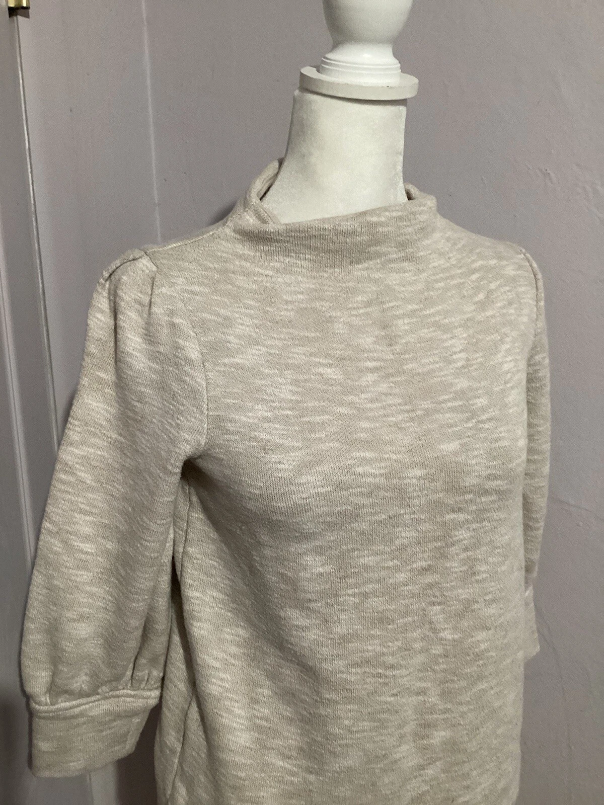 OFF WHITE Felpa Madewell finta crema collo manica a bolle misto cotone XXS