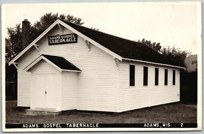 Adams WI Gospel Tabernacle EKC Wisconsin Old Vintage RPPC Real Photo Postcard C1