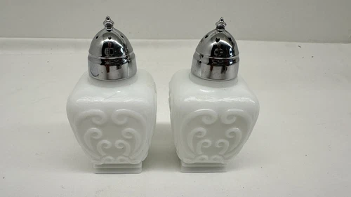 VICTORIAN MILK GLASS Salt and Pepper Shakers