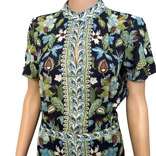 Tory Burch Wisteria Garden Maxikleid Small Seide Blumen Kaktus Print Urlaub - Bild 3 von 8