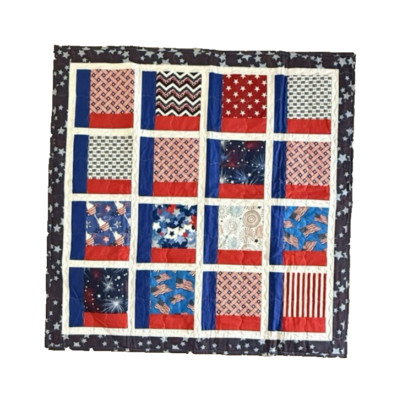 Florida Sew-ciety Honor Our Vets Red White Blue Patriotic 40x40 Patchwork Quilt