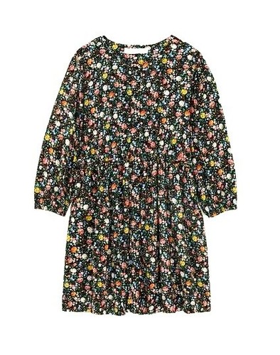 Zara Kids Floral Black Printed Button Down Shirt Dress Bows 6344/230/330 13-14 - Picture 2 of 11