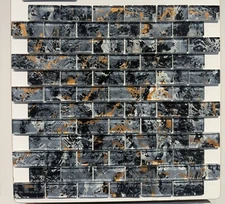 LM-2871  1X2 Blackish Loot Glass Mosaic  , 10 sheets