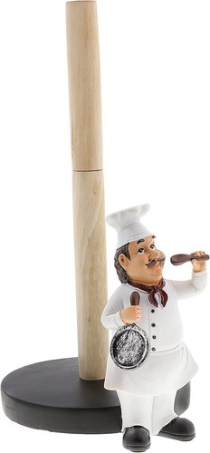 Fat Chef Figurine Paper Towel & Napkin Holder Chef Kitchen Decor Collection - Picture 7 of 9