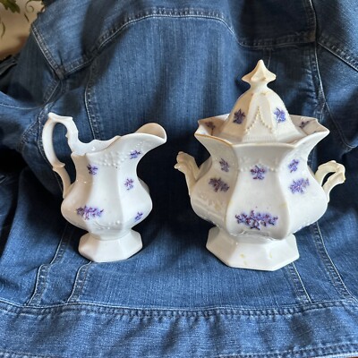 Antique Chelsea  Adderley Grandmother Ware Grapes Copper Lustre Sugar Creamer