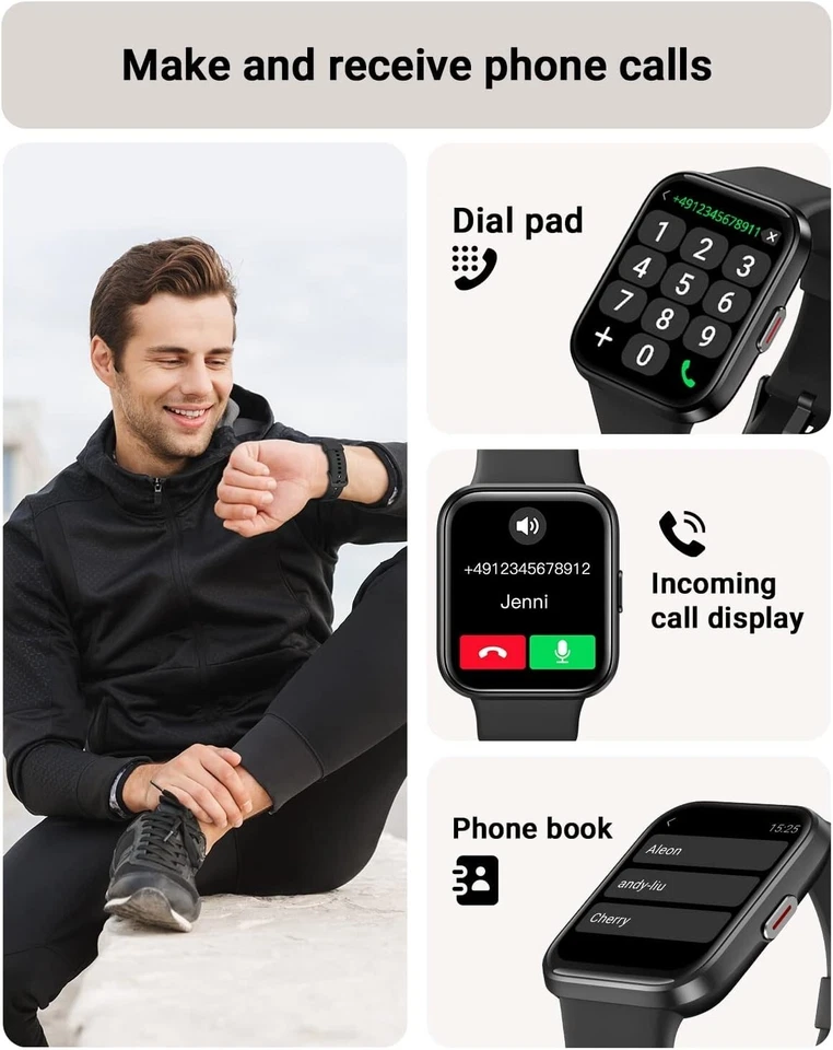 Reloj Inteligente Bluetooth De Mujer/Hombre Para iPhone y Samsung Android Negro - Image 2 of 4