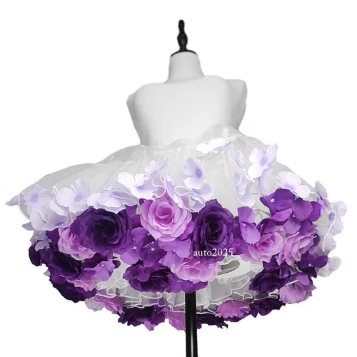 Colorful Flowers Petticoat Skirt Support Short Dress Lolita Cosplay Clothes - Bild 5 von 23