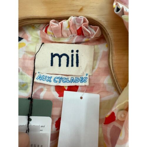 Mii Aux Cyclades Pink La Salade Grecque Button Short Sleeve Shirt NWT Sz M $225 - Picture 5 of 9