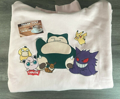 Levi's x Pokemon Embroidered Pink Hoodie Snorlax, Jigglypuff, Gengar Size  XS NWT