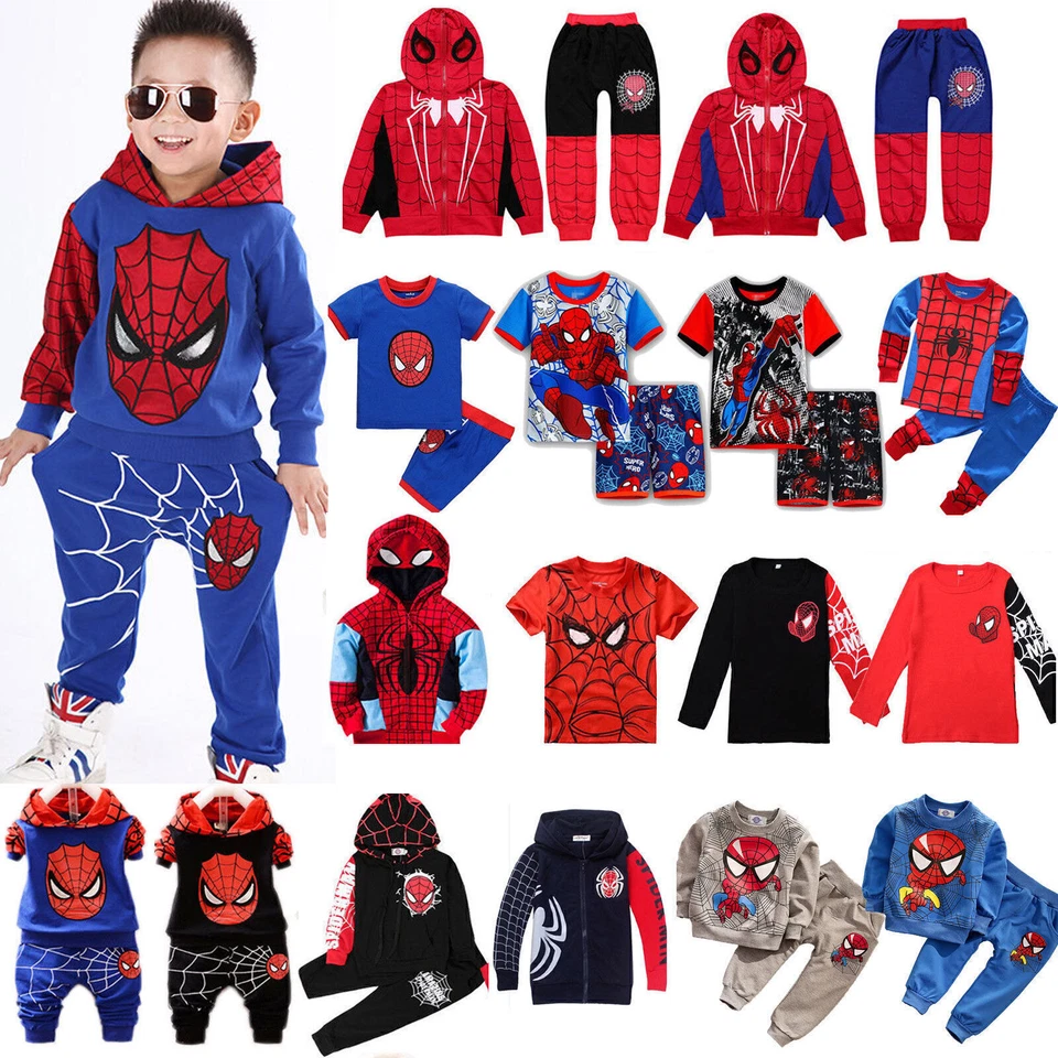 Kinder Jungen Spiderman Kapuzenpullover Traininganzug Jogginganzug Jacke Outfit. - Bild 1 von 4