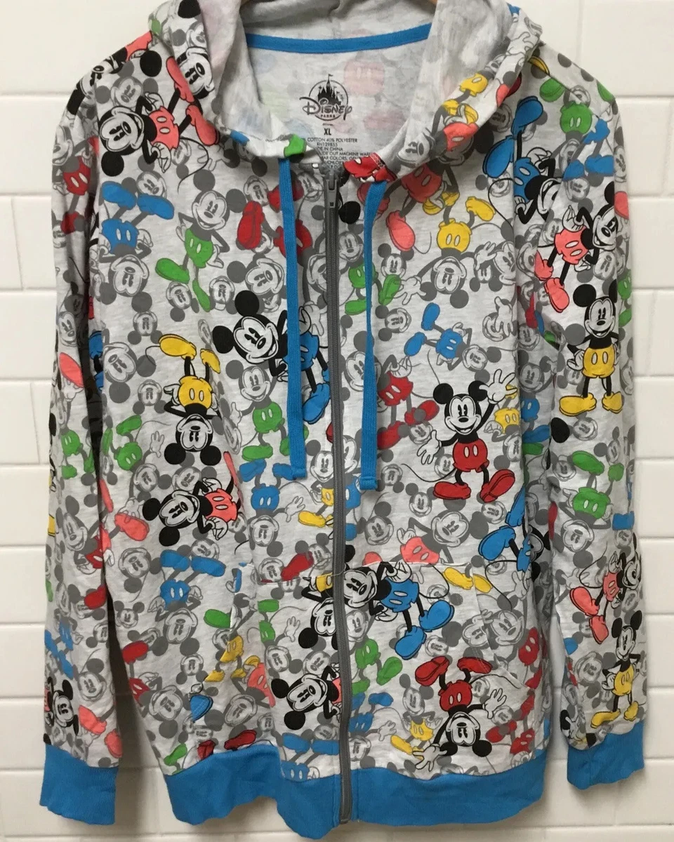 Womens Mickey Mouse Sweatshirt Sz XL Gray Multicolor Hoodie Cotton