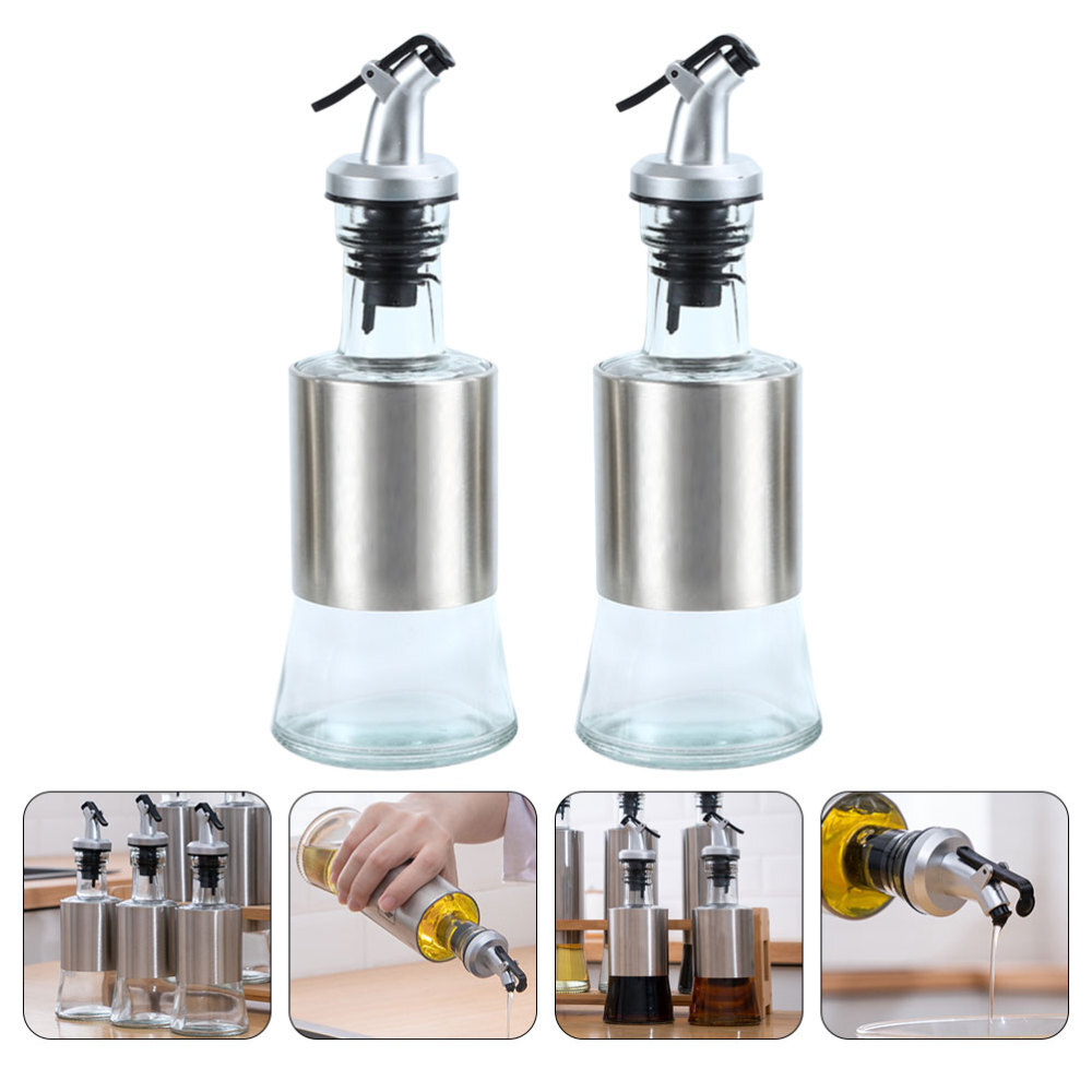 2 Pcs Leakproof Oil Vinegar Dispenser Bottles for Olive Sauce
