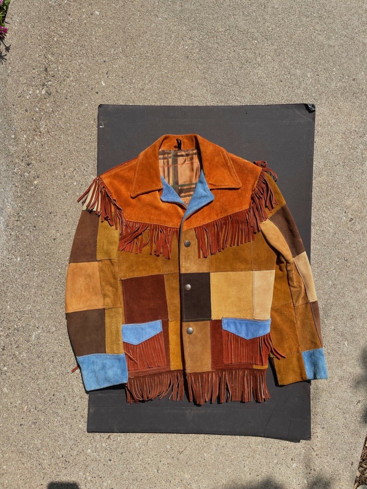 Leather Suede Multi Color Patch Young Man Jacket - image 1