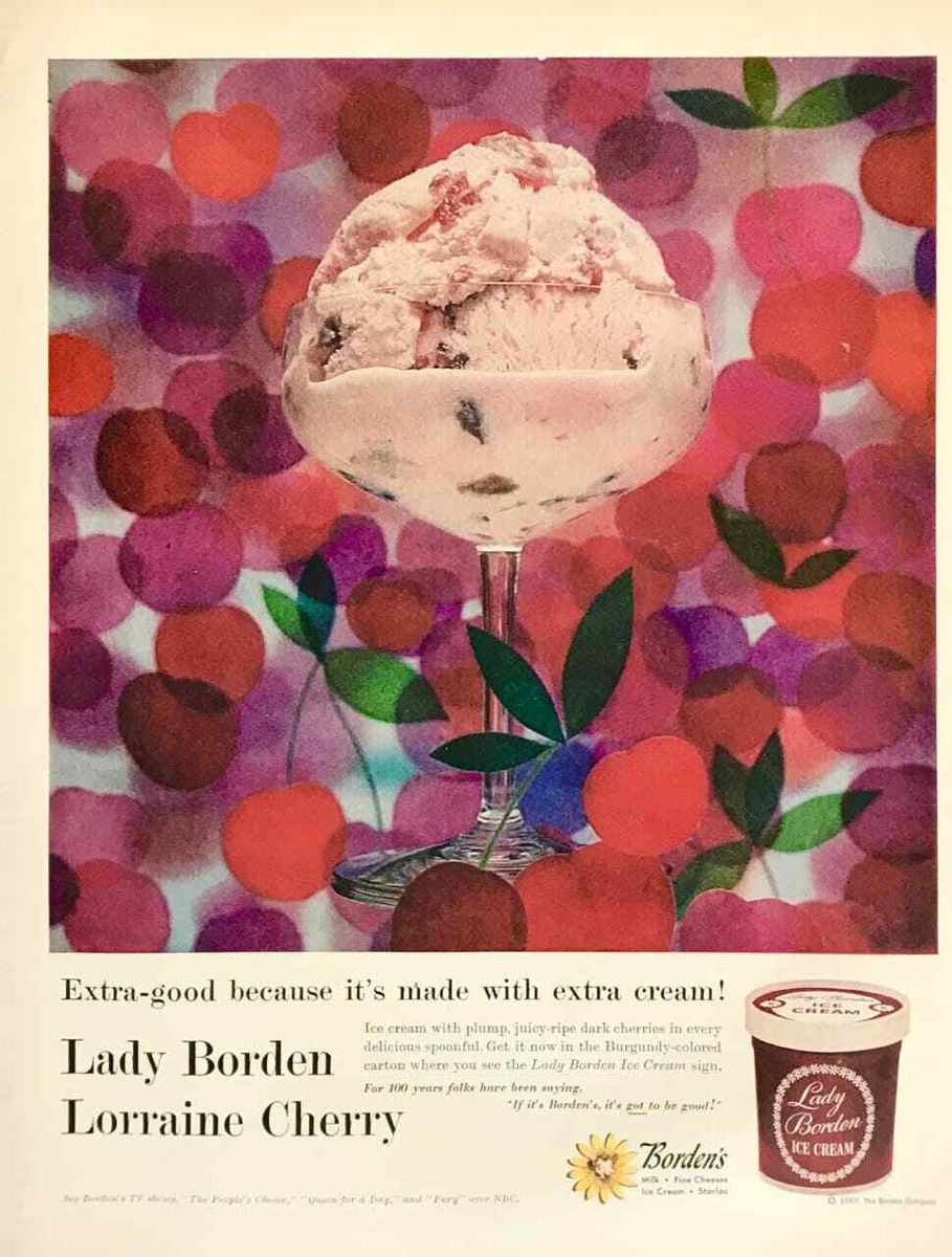 1957 Borden's Lady Borden Ice Cream PRINT AD Lorraine Cherry