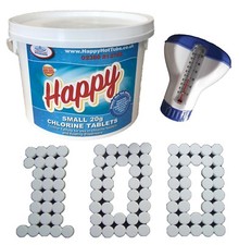 100 Chlorine Tablets 20g + Dispenser with Thermometer Hot Tubs Swimming Pool Tub