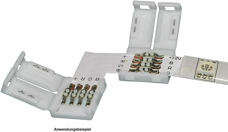 8+4 Eckverbinder Klick Schnellverbinder für RGB LED 5050 Streifen Stripes 4 pol - Bild 2 von 4