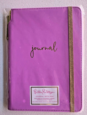 Lilly Pulitzer Journal Pen Amarena Pink Cherry Tropical Twist 128 Lined Pgs NEW