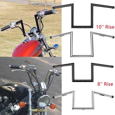 8'' 10'' Rise 1'' Ape Hanger Handlebar Drag Z-Bar For Honda Shadow VT750 VLX Bobber