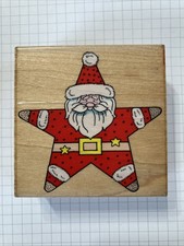 Star-Shaped Santa 2 1/2" Wood Mounted Rubber Stamp 1994 by Hero Arts  F 842