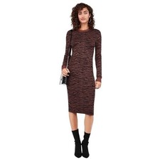 Express x Negin Mirsalehi Zebra Print Fitted Sweater Dress, Midi Length Size S