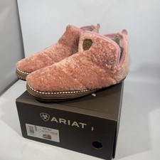 Ariat Women  s Sherpa Fleece Slippers Size 8.5  9 Large Pink Faux Shearling