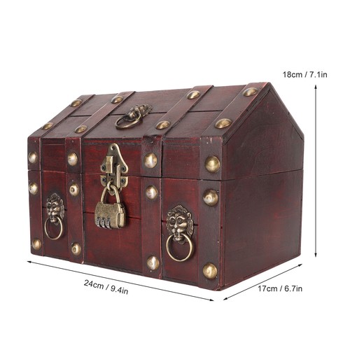 _Treasure Chest Storage Box With Combination Lock Handcraft Exquisite Wood T - Picture 8 of 12