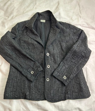 Chico's Black Metallic Textured Crinkle Blazer Women's Jacket