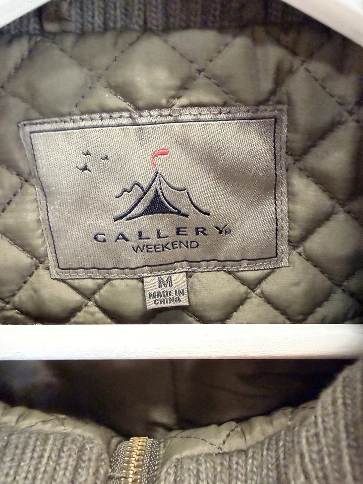 Gallery Weekend Mujer Talla M Verde Oliva Acolchado Tejido Lateral Cremallera Completa Chaleco Chaqueta Foto 3 de 4